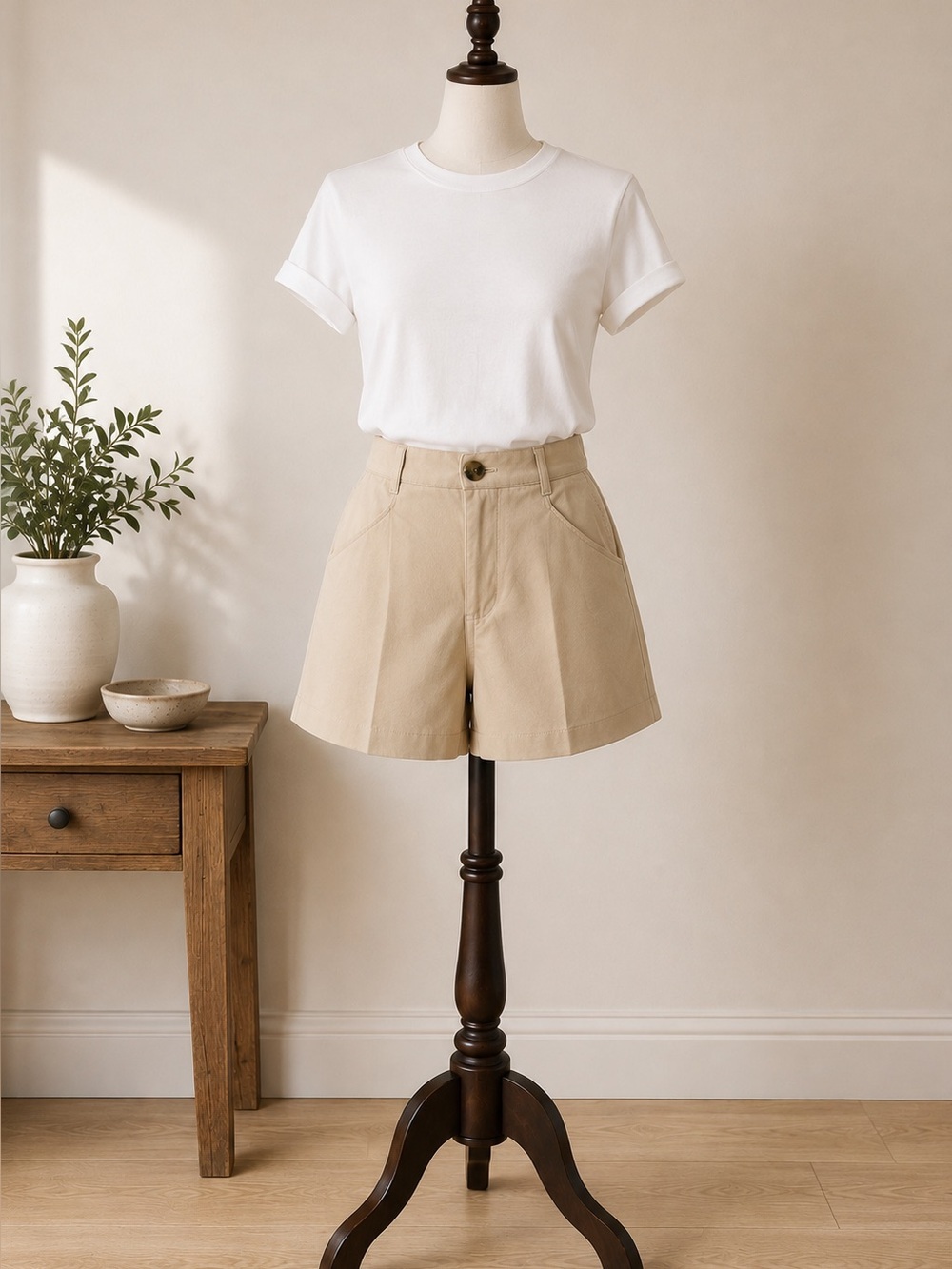 Zara Beige Comfortable High Rise Pull On Shorts Size Small Coastal